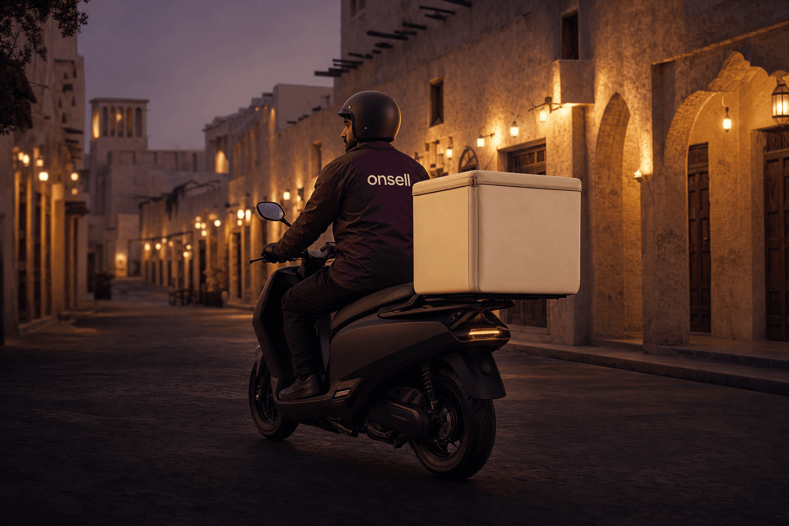 An Onsell delivery partner on a scooter in Doha.